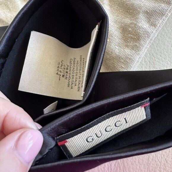 NWT GUCCI Gloves Satin Black GG Logo Sz M 7.5 100% Authentic - Picture 4 of 9
